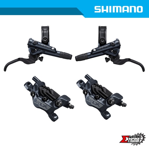 [DBSH074F/R] Disc Brake Assembly MTB SHIMANO SLX BR-M7120/BL-M7100 4-piston J-Kit Hydraulic Resin Pad w/ Fin F/R